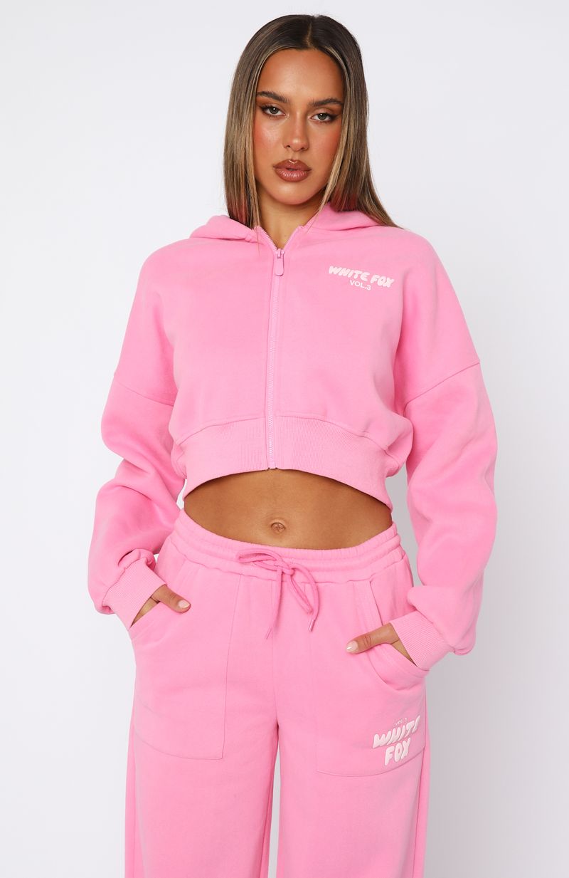 Cropped Zip Bubblegum Tracksuit Set