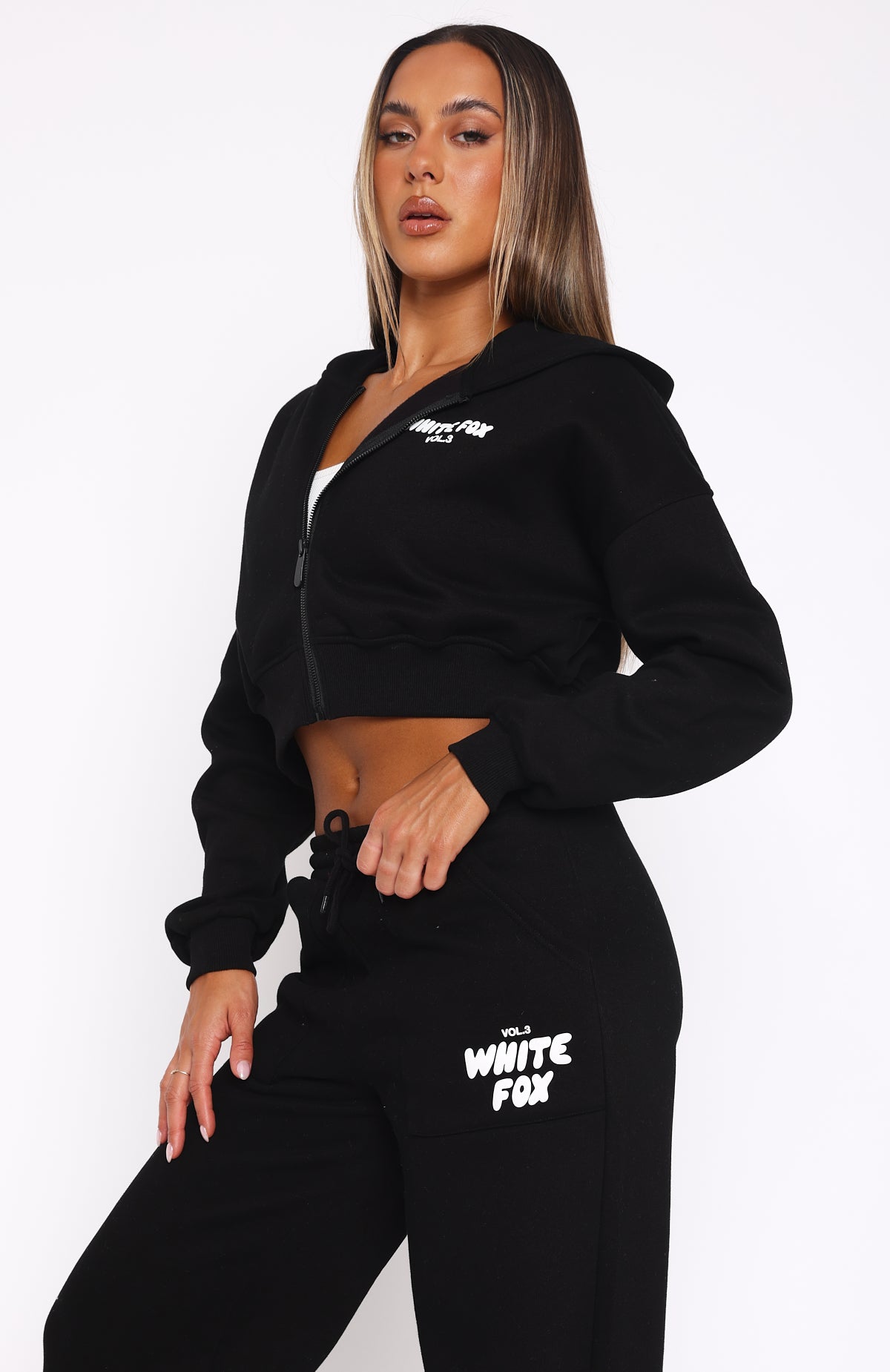Cropped Zip Monochrome Tracksuit Set