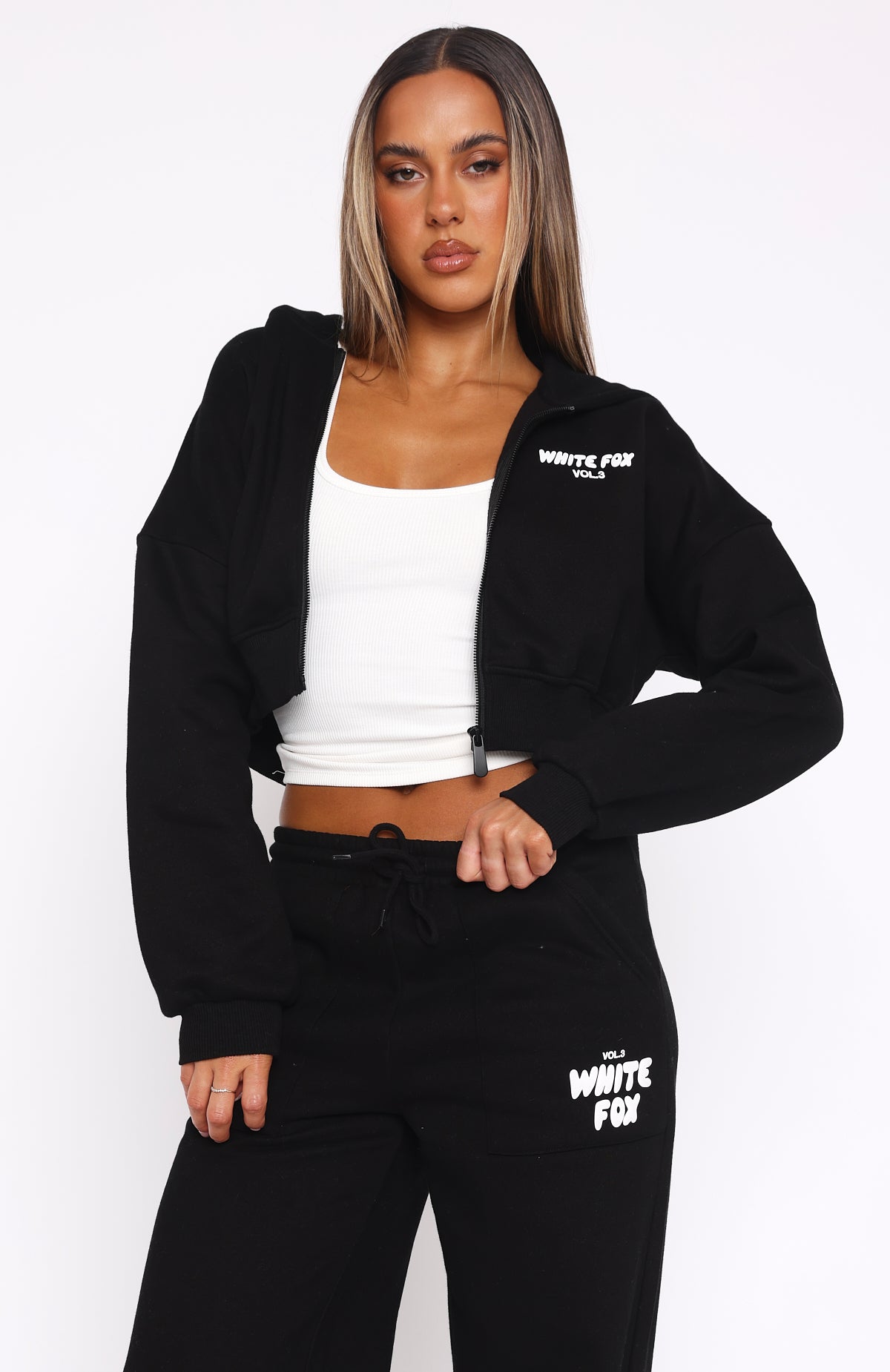 Cropped Zip Monochrome Tracksuit Set
