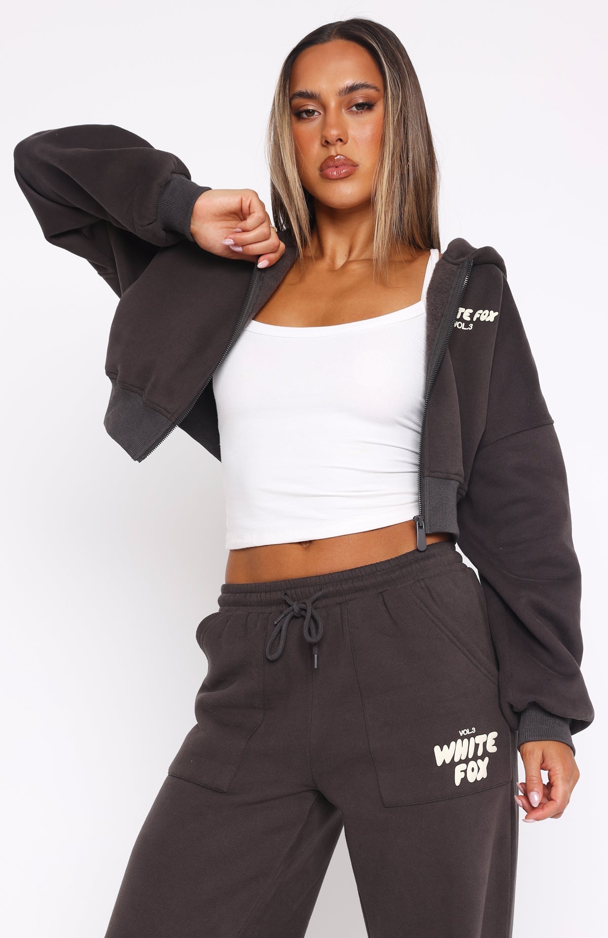 Cropped Zip Shadow Tracksuit Set